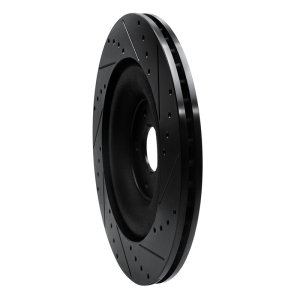 Jaguar XFR Brake Rotor (1) - Rear Left - R1 Concepts - Drilled & Slotted - Black - `10-`24